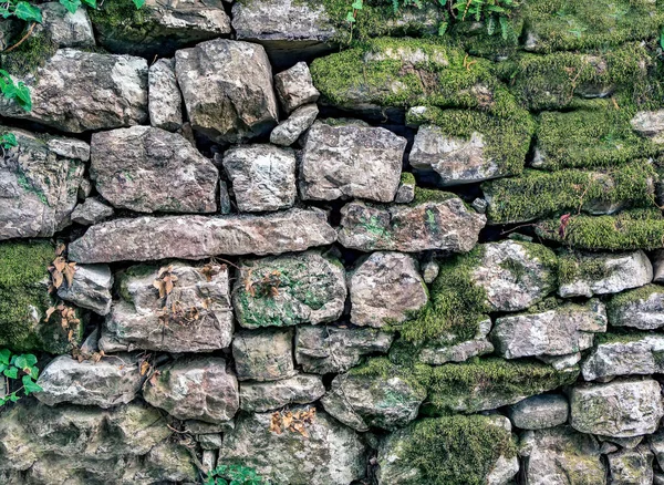 Oude Muurmetselwerk Van Gechipte Granieten Blokken Muursteen Patroon — Stockfoto