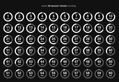 Collection of vector icons with watch counts. clipart