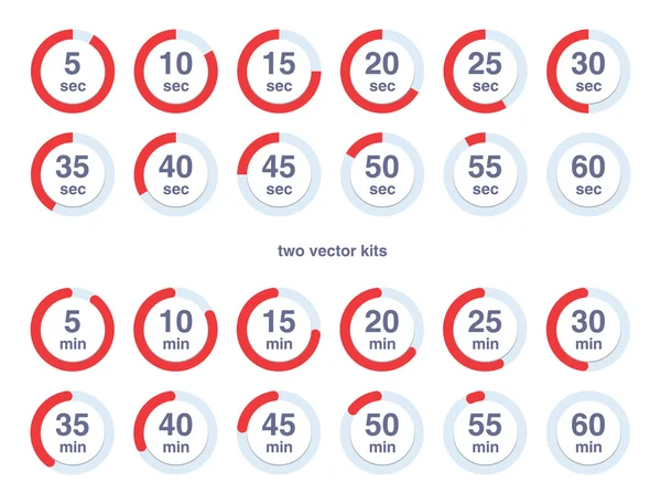 Coleção de ícones vetoriais com contagem de relógios . —  Vetores de Stock