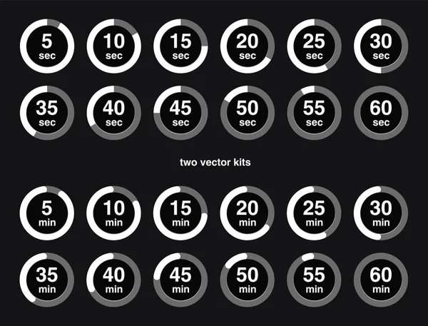 Kolekce vektorových ikon s hodinkami se počítá. — Stockový vektor