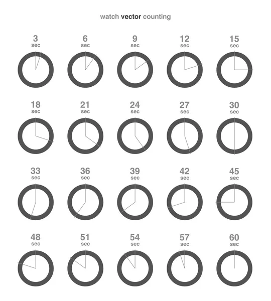 Sammlung von Vektorsymbolen mit Uhrenzählungen. — Stockvektor