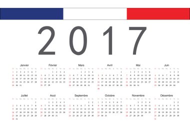 Fransız 2017 yılı vektörel takvim