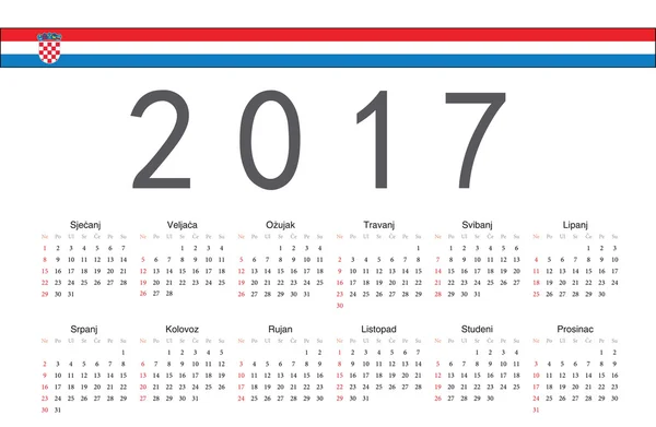 Croata 2017 año vector calendario — Vector de stock