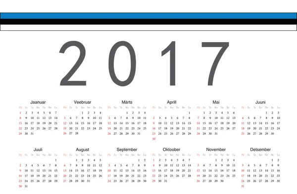 Estonischer Jahresvektorkalender 2017 — Stockvektor