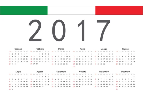 Italiano 2017 año vector calendario — Vector de stock