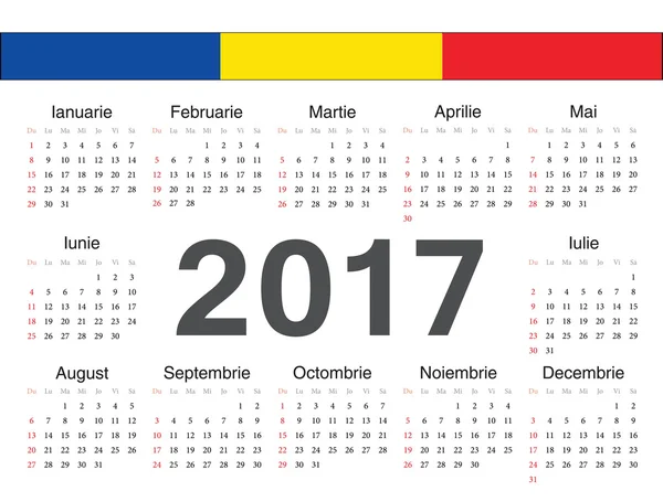 Vector calendario círculo rumano 2017 — Vector de stock