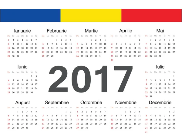 Calendrier vectoriel du cercle roumain 2017 — Image vectorielle