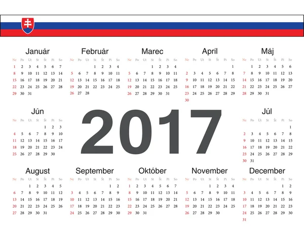 Calendario del cerchio vettoriale slovacco 2017 — Vettoriale Stock