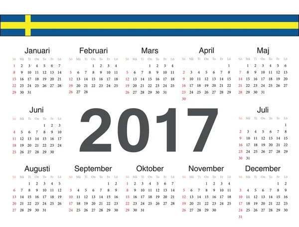 Calendrier vectoriel cercle suédois 2017 — Image vectorielle