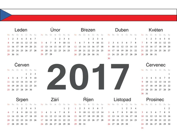 Kalendář českých kruh vektorové 2017 — Stockový vektor