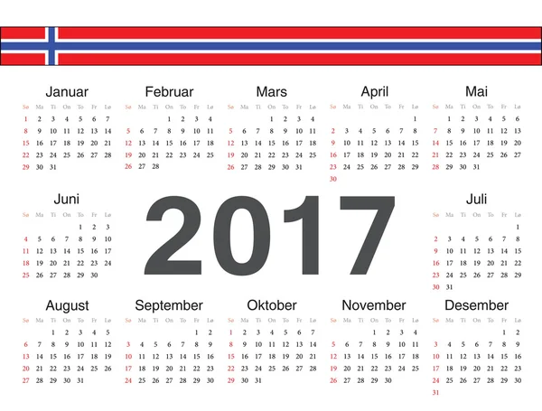 Vector norska cirkel kalender 2017 — Stock vektor