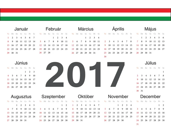 Вектор Угорська коло календар 2017 — стоковий вектор