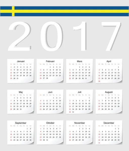 Kalendarz szwedzki 2017 — Wektor stockowy