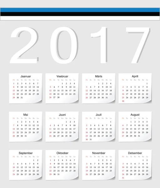 Calendario estonio 2017 — Archivo Imágenes Vectoriales