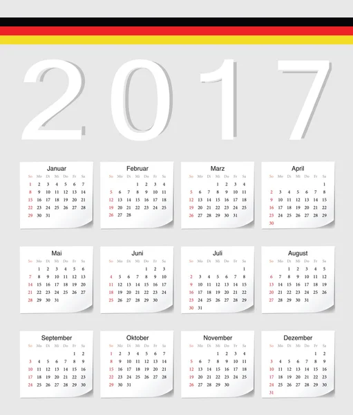 Calendrier allemand 2017 — Image vectorielle