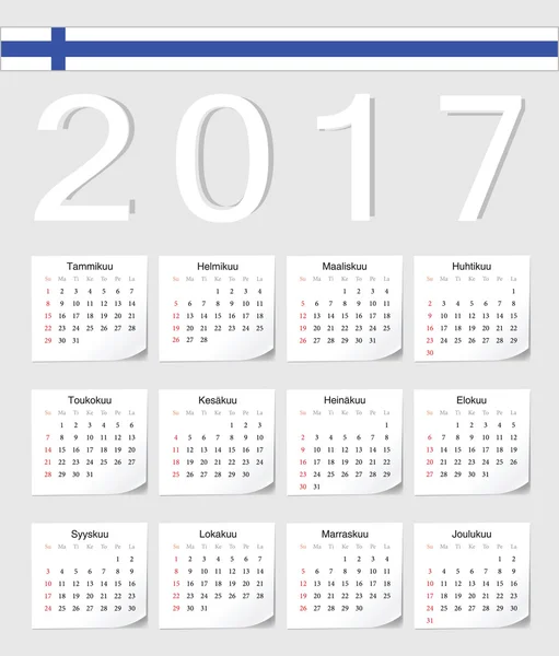 Fiński 2017 kalendarza — Wektor stockowy