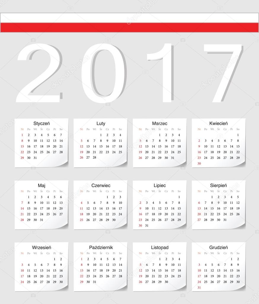 Polish 2017 calendar Stock Vector Image by ©julvil11 110479674