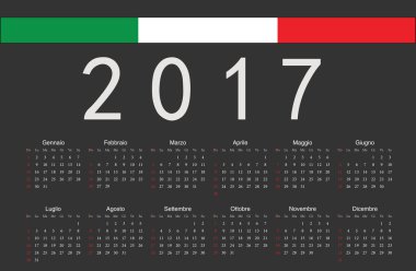 İtalyan siyah 2017 yılı vektör takvimi