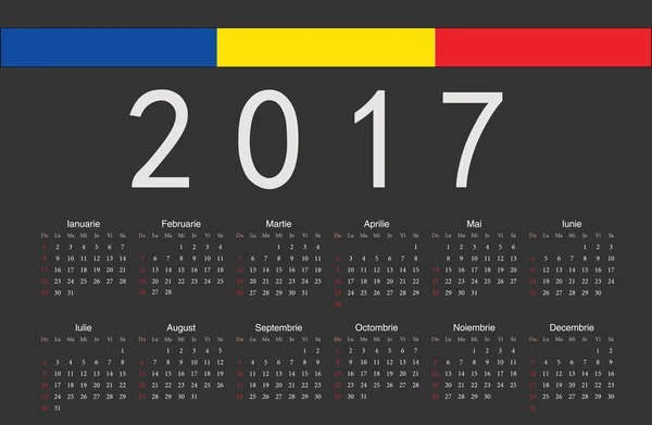 Rumano negro 2017 año vector calendario — Vector de stock