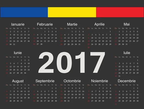 Vetor preto romeno círculo calendário 2017 — Vetor de Stock