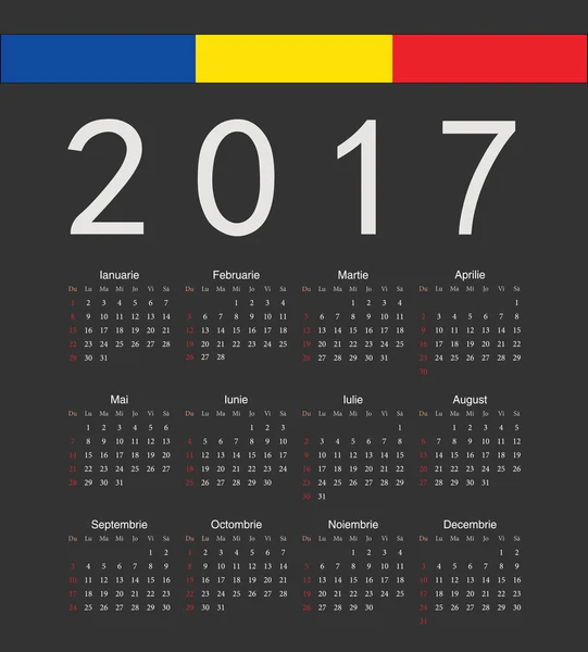 Carré roumain 2017 année calendrier vectoriel — Image vectorielle