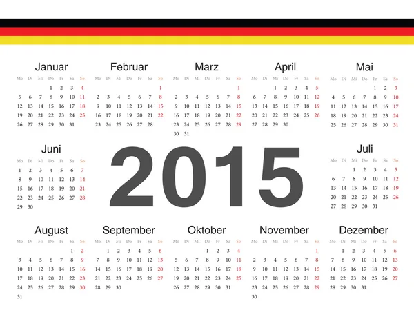 Calendrier cercle vectoriel allemand 2015 — Image vectorielle