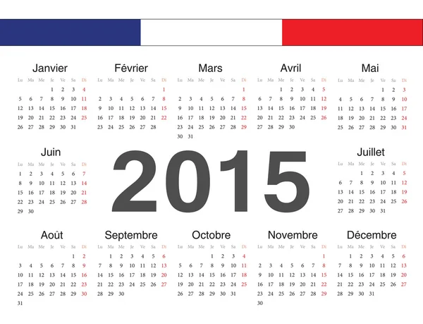 Mapa francuski kalendarz rcircle 2015 — Wektor stockowy