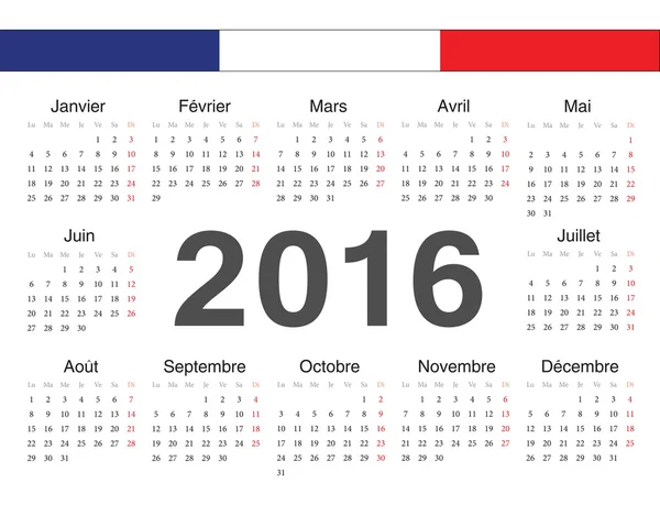 Vecto calendario círculo francés 2016 — Vector de stock