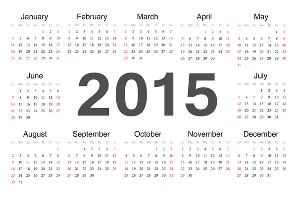 Calendario di cerchio di Vecto il 2015 — Vettoriale Stock