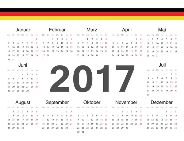 Calendrier vectoriel cercle allemand 2017 — Image vectorielle