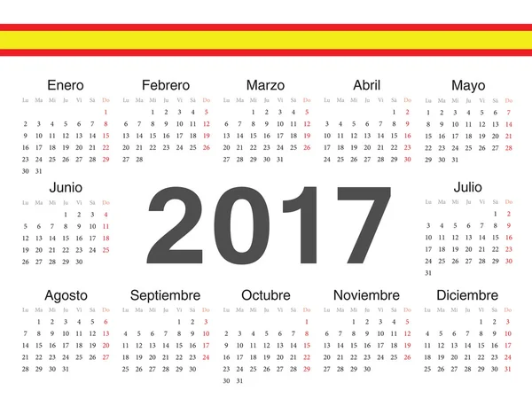 vektör İspanyol daire takvim 2017