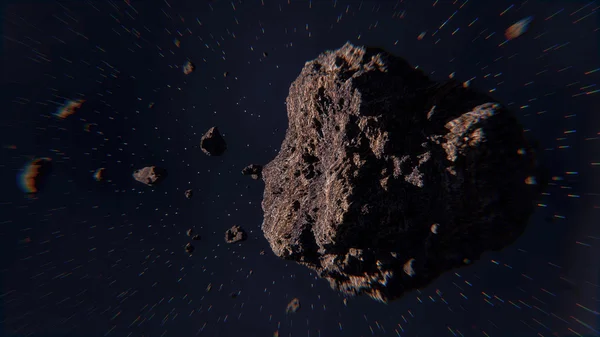 Utrymme scen med asteroider — Stockfoto
