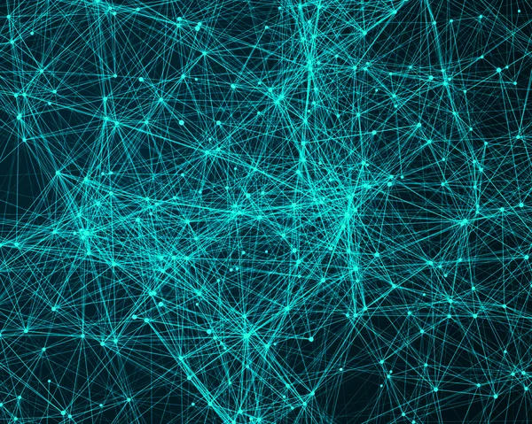 Digitale achtergrond met turquoise cybernetische deeltjes — Stockfoto
