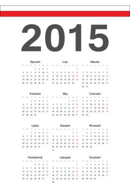 Lehçe 2015 yılı vektör takvimi