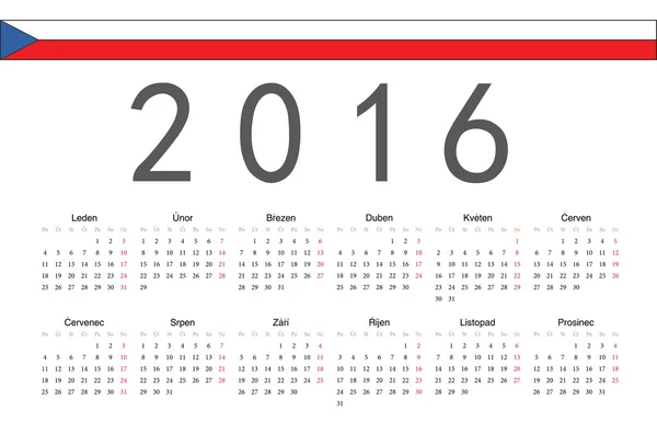 Calendrier vectoriel 2016 année tchèque — Image vectorielle