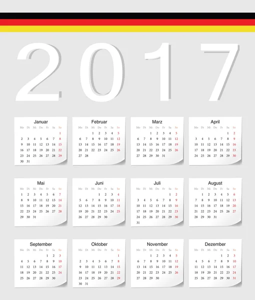 Calendario alemán 2017 — Vector de stock