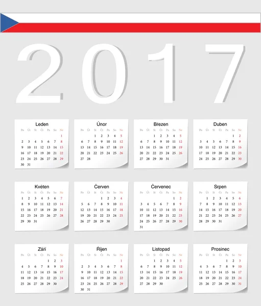 Calendrier tchèque 2017 — Image vectorielle