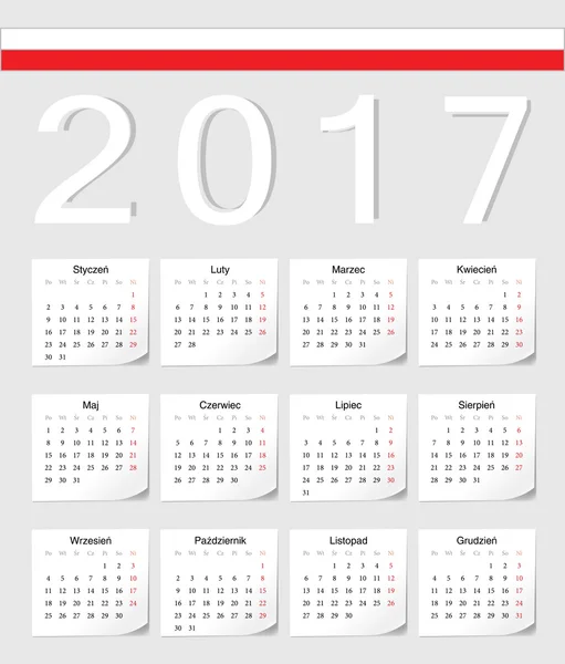 Kalendarz Polski 2017 — Wektor stockowy