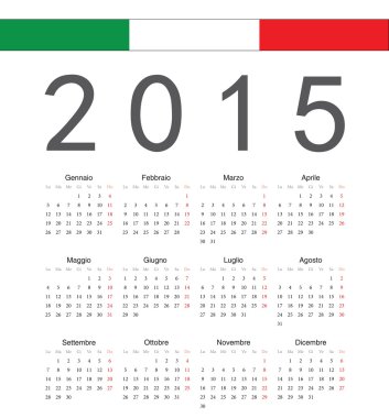 Basit İtalyan 2015 yılı vektör takvimi