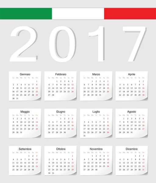 Calendario italiano 2017 — Vector de stock