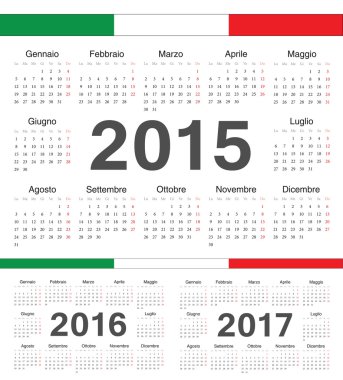 İtalyan daire takvimler 2015, 2016, 2017 vektör