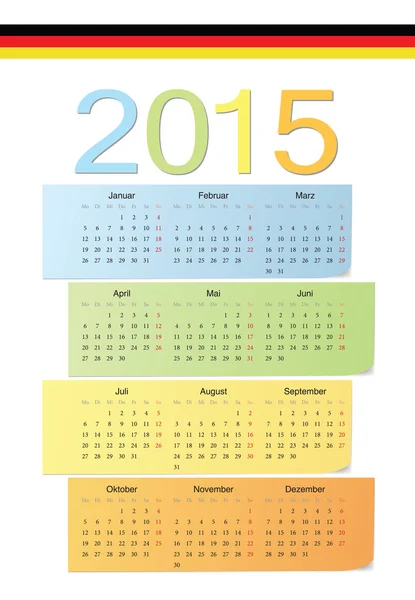 Calendrier couleur vectoriel allemand 2015 . — Image vectorielle