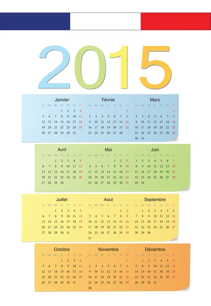 French 2015 vector color calendar. — Stock Vector