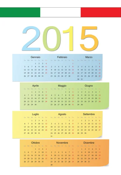 Calendario colori vettoriali 2015 . — Vettoriale Stock