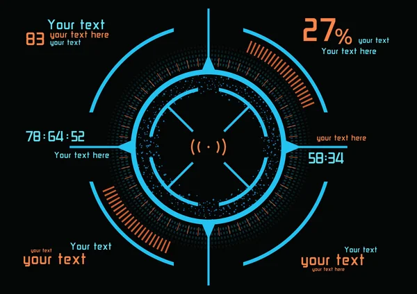 Futuristische blaue und orangefarbene Infografiken — Stockvektor