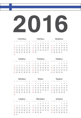 Fince 2016 yılı vektör takvimi