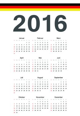 Alman 2016 yılı vektörel takvim