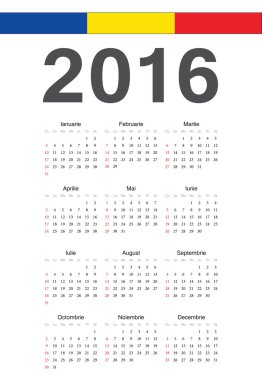 Romence 2016 yılı vektör takvimi