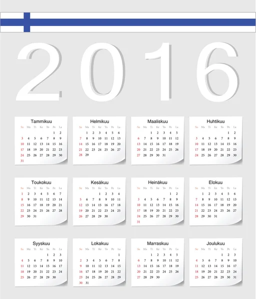 Finnischer Kalender 2016 — Stockvektor