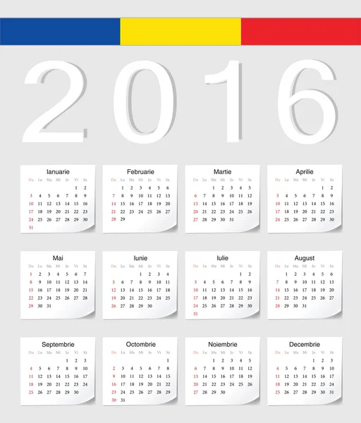 Rumänischer Kalender 2016 — Stockvektor